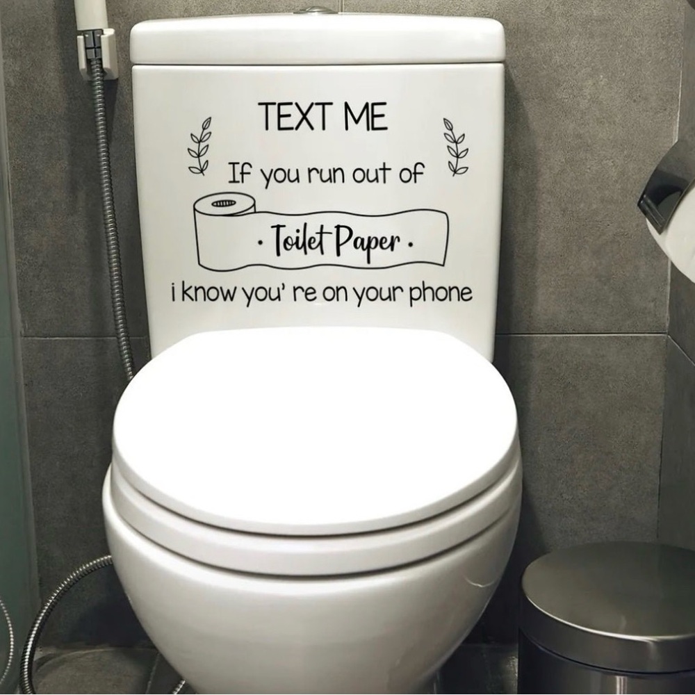 Funny Whimsical Humorous Witty Bathroom Wall Decal - Black Cling